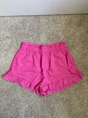 aerie Hot Pink Ruffle-Hem High Waist Shorts